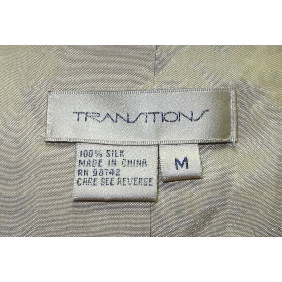 Transitions Gold Brown Print Silk Button-Front Lined Shirt Jacket - Women's M - Picture 7 of 7